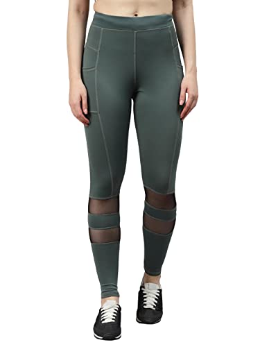 Image of BLINKIN Women's & Girl's Gym Wear Skinny Fit Mid Rise Tights Track Pant With Mesh Insert & Side Pockets : Ideal For Active Wear, Yoga & Workout - The Ultimate Gym Pants (6081)