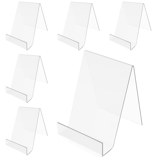 Acrylic Book Stand, Clear Display Holder, Pack of 6 Easels for Books, Cards Transparent