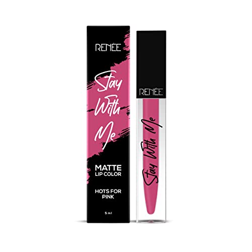 Image of RENEE Stay With Me Matte Lipstick - Hots For Pink l Transfer Proof, Smudge & Waterproof | Long Stay l Highly Pigmented l Velvety, Matte Finish l Enriched with Vitamin E l Travel Friendly l 5 ml