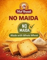 Image of MidBreak No Added Sugar Rusk 200g *Pack of 2 | Elaichi Flavoured Crispy Toast | Handmade Eggless Healthy Tea-Time Snack