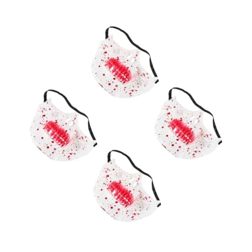 Masque de crâne sanglant confortable pour respirer librement | Lot de 4 demi-visages Halloween