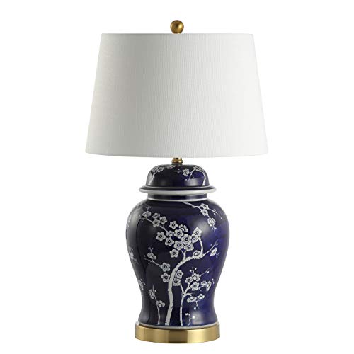 Jonathan Y Jyl3047A Gracie 29.5" Ginger Jar Ceramic/Metal Led Table Lamp Traditional Bedside Desk Nightstand Lamp For Bedroom Living Room Office College Bookcase Led Bulb Included, White/Navy #TOP6