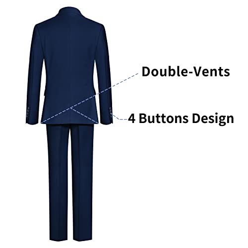 Happy Dolphin Peak Lapel 5 Pcs Boy Suit Boy Tuxedo Prom Suit Wedding Suit Dark Blue #TOP4