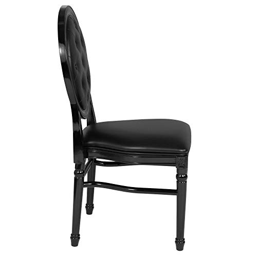 Flash Furniture 2 Pack Hercules Series 900 Lb. Capacity King Louis Chair With Tufted Back, Black Vinyl Seat And Black Frame #TOP5