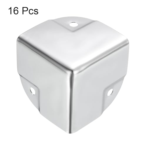 Image of uxcell Metal Box Corner Protectors Box Edge Guard Protector 40 x 40 x 40mm Silver Tone 16pcs for Table Corners and Desk Corners