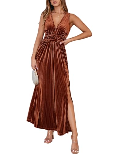 Women's Sleeveless Velvet Maxi Dress Wedding Guests Formal Party Long Dress