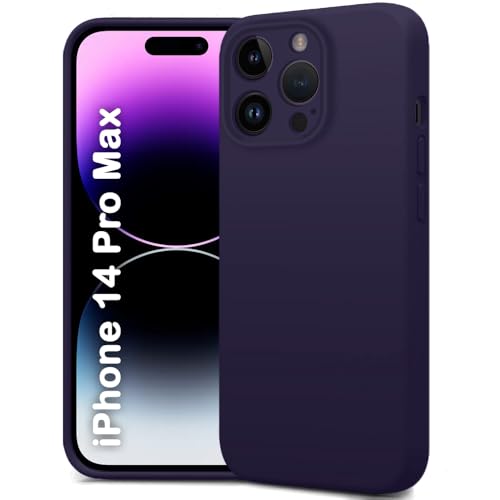 Image of TheGiftKart Liquid Silicone Back Cover Case for iPhone 14 Pro MAX | Soft Micro-Fibre Lining Inside | Camera & Screen Protection | Shockproof Case Cover for iPhone 14 Pro Max (Silicone, Dark Purple)