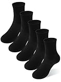 Bliblitata Boys Girls Kids Socks Crew Socks Youth Unisex Soft Cotton Seamless Toe Breathable Durable Anti-slip Sole 5 Pack for 2-4, 4-6,6-8,8-10,10-12,12-14 Years Old Black Size Medium