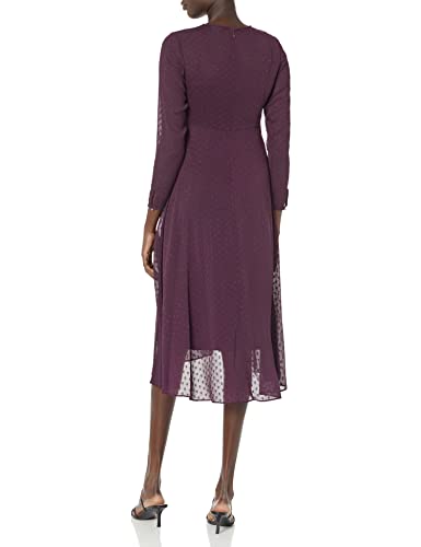 Image of Tommy Hilfiger Women's Long Sleeve Keyhole Neck Chiffon Hi-lo Midi Dress