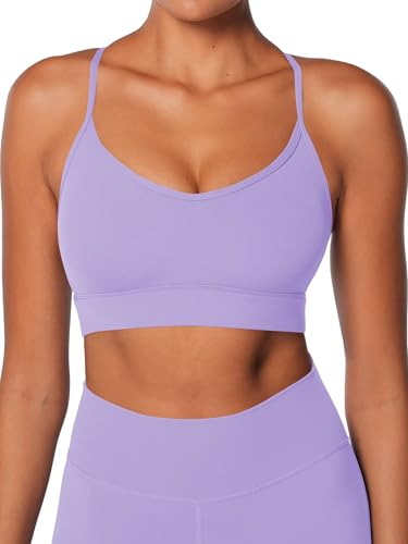 Image of Sunzel Sports Bra for Women, Criss-Cross Open Back Adjustable Strappy Bras, Workout Gym Padded Yoga Bra with Removable Pads