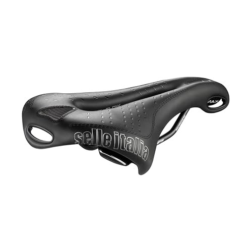 Selle Italia MAX FLITE Gel Flow Racing   Sillín Bicicleta Carretera y MTB, Agujero Anatómico, Máximo Confort, Cuadro Manganeso   Talla L3, Negro