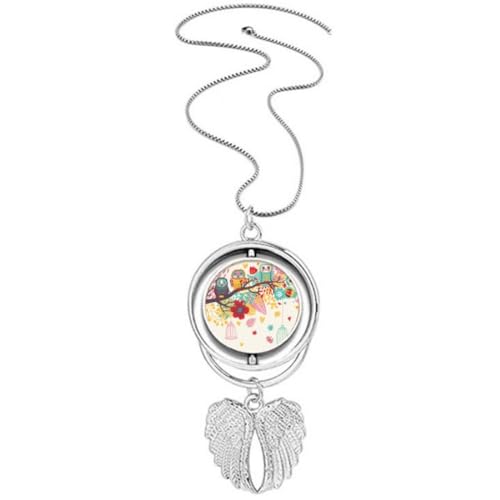 Collier hibou et fleurs : Pendentif rotatif aux finitions artistiques