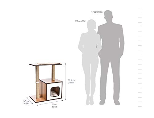 Amazon Basics Dual Scratching Post Wooden Cat Tree Furniture - 24 x 15 x 29 Inches