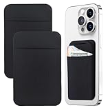 GXAHSOL 2 Stück Handy Kartenhalter Selbstklebend, Kartenetui Handy Rückseite aus Lycra Stoff, Handy Wallet Kartenfach Tasche 5,8 x 9 cm, Schwarz