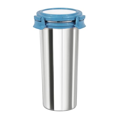 Image of Signoraware Lock N Store Stainless Steel Round Tumbler | Airtight & Leakproof | Compact Design | Easy to Clean | Ideal for Office, School, Travel, and Home Use (500ml | Eblue)