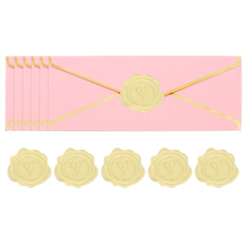 Enveloppes standard #10 YOKIVE rose liseré doré pour lettre et carte de vœux