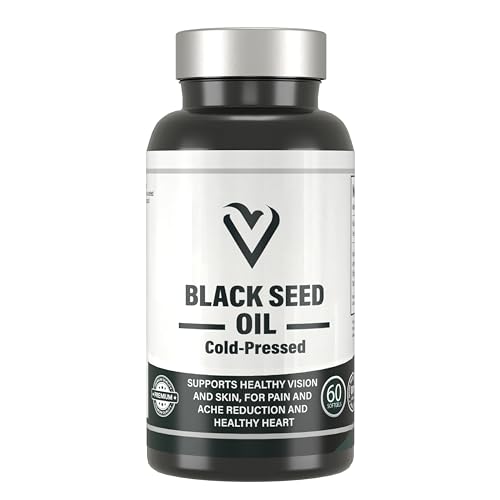 Black Seed Oil Tablets – Cold-Pressed Black Cumin Seed Supplement – Supports Heart Health, Joint Comfort, Skin & Vision – Natural Pain Relief – Halal & GMP Certified – 30 or 60 Vegan Tablets (60)