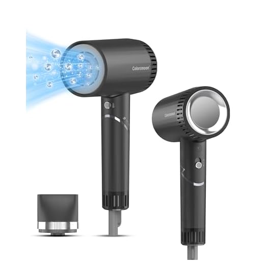 Colorsmoon Hair Dryer, 100,000 RPM High-Speed Ionic Blow Dryer for Fast Drying, 500Millions Negative Ions Care, Heat-Control, Low Noise Hair Dryer with Diffuser & Nozzle, Compact & Foldable for Home