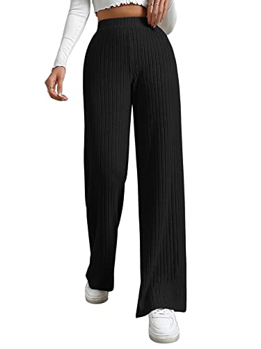 GORGLITTER Lange broek met wijde pijpen voor dames, met elastische tailleband, stretchbroek met hoge tailleband - Afbeelding 4