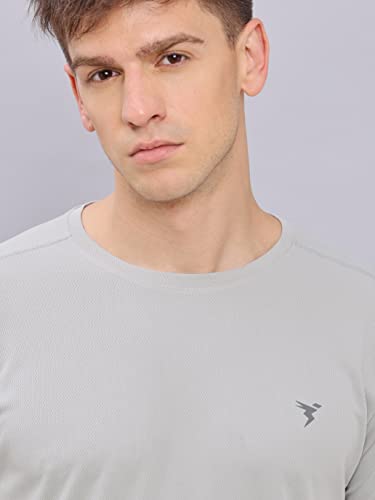 Image of TECHNOSPORT Men's Slim Fit Polyester Activewear Sports T-Shirt with Moisture-Wicking Comfort for Workout, Running & Gym