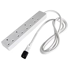 Connect Up to 4 UK Devices | 2 metre extension with 4 UK mains sockets, powered via IEC C14 plug—ideal for UPS, PDU or IT setups Commercial Grade Power Lead | 240V 10A white cable with strain relief for reliability in server rooms and commercial use ...