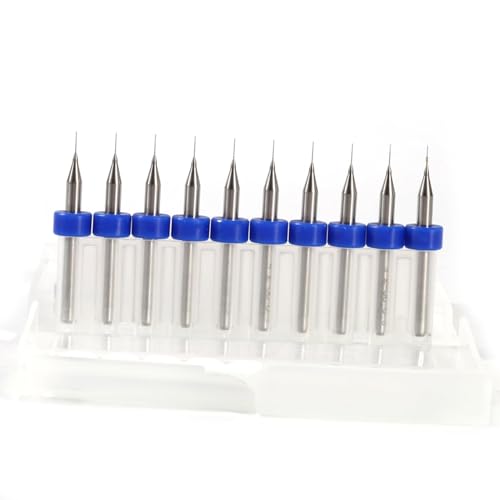 Bohrer, 10-teiliges 0,2 mm Leiterplatten Bohrerset aus Hartmetall Hartmetall Mikrobohrer Leiterplatten Präzisionswerkzeug für Gravurmaschinen, Modellbau, Schmuckreparaturen und Kunsthandwerk