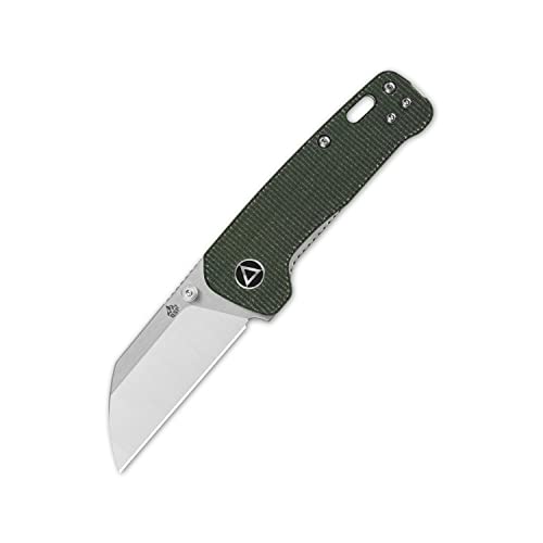 QSP KNIFE MINI PENGUIN POCKET KNIFE, 14C28N blade with variants handle scales, small size for everyday carry (green micarta)