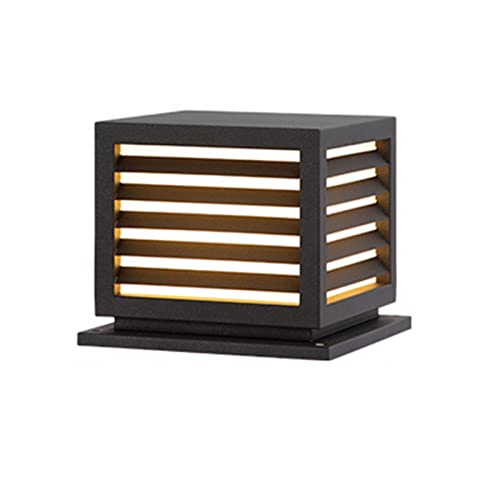 LUOYAOB Farol Pie Sobremuro Exterior Pilares de jardín cuadrados Lámpara de poste impermeable de exterior Lámpara de Columna Simple Moderna Villa Valla Puerta Calle Farol Mesa Luz Hogar(Size:25cm)