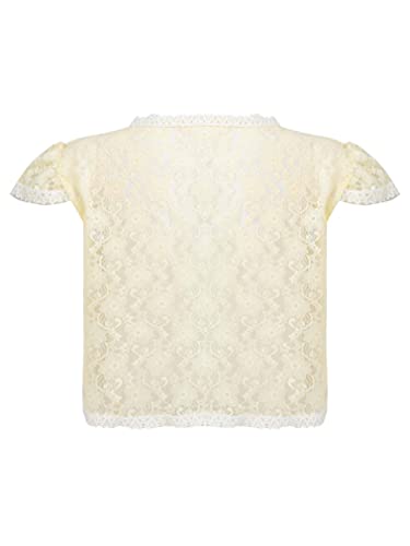 FEESHOW Little Kids Girls Floral Lace Bolero Shrug Ruffle Short Sleeves Cardigan Crop Shawl Dress Cover Up2