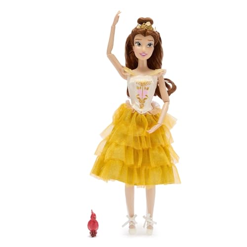 Disney Store Official Princess Ballet Doll - 11 Inch Belle Ballerina Doll - Includes Molded Hair Clips 2 Tutu Outfits Accessories and Robin Figure - Disney Princess Toys for Girls