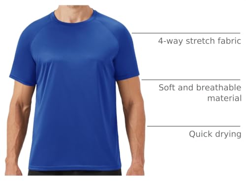 Image of BOOJO Workout Mens Shirts - Casual Black Quick Dry Moisture Wicking T-Shirts Crew Neck Short Sleeve for Gym Athletic Running