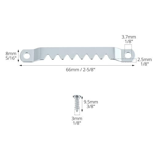 Image of QWORK Sawtooth Hangers Large with Screws, 100 Pcs, Steel with Zinc Finish, Includes 200 #6 x 1 /2 inch Screws, Canvas and Picture Frame Hangers