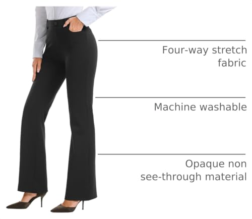 Image of Stelle Women 28 inch /30 inch / 32 inch Bootcut Dress Pants Business Casual Work Pants with Pockets Pull On Regular Slacks for Office