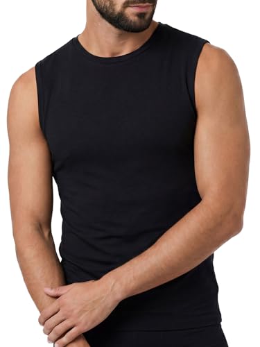 Camiseta sin mangas de algodón de calidad prémium para hombre, de Basic Cotton Free Spirit Fabricado con orgullo en Italia. - Negro - XX-Large