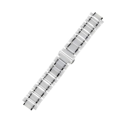 HAODEE Correa de reloj de cerámica para GUESS Correa de reloj Light Plus Pulsera de acero inoxidable de 23 x 14 mm (color: blanco plateado, tamaño: 23-14 mm)