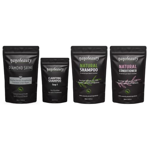 Kit lissage brésilien kératine Nanobeauté avec shampooing et après-shampooing sans SLS