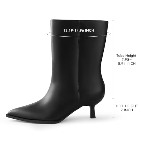 Kitten Heel Ankle Boots for Women - Black Brown Kitten Heels Wide Calf Ankle Booties Womens Winter Fall Boots for Women 2025, Dress Shoe, Pointed Toe, Memory Foam, Mid Calf, Leather, Low Heel, Slip Pull on, Comfortable3