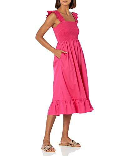 Image of The Drop Womens Kimi Ruffled Shoulder Smocked Midi Dress