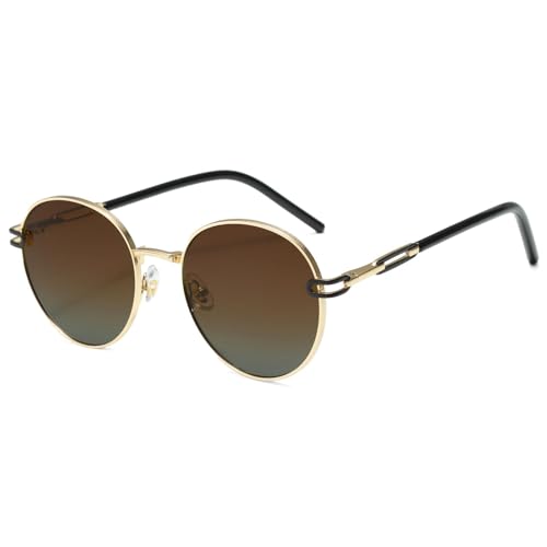 Lunettes de soleil rétro polarisées homme femme monture ovale métal anti-reflet