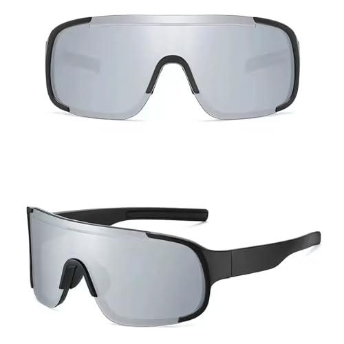 Image of Windproof Wraparound Shield Sports Sunglasses for Men Women Stylish | UV Protected Durable Mirrored Cricket Driving Cycling Riding Goggles | Anti Glare Cooling Shades