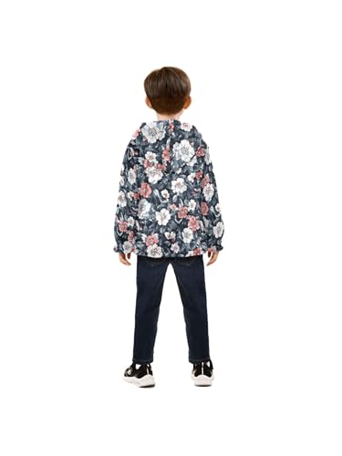 Rendering Flower Vintage Girls Fleece Jacket Girls Fall Jacket Boys Coats Zip Up Hoodie Children Sherpa Warm Outerwear 2-10T4