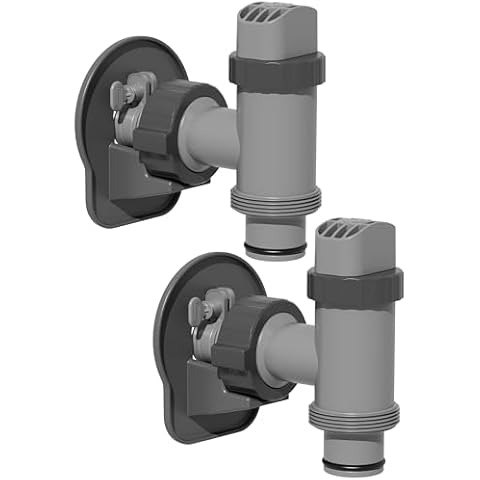 SHAPON Above Ground Swimming Pool 2 Hose Adapters with 2 Plunger Valves and 2 Swimming Pool Pipe Holders Set- Replacement Parts Compatible with Intex Pools Cover