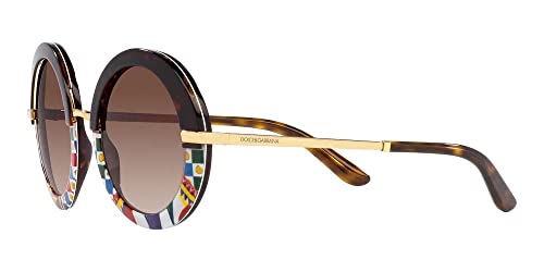 Dolce & Gabbana DG 4393 327813 Top Havana/Handcart Plastic Round Sunglasses Brown Gradient Lens3