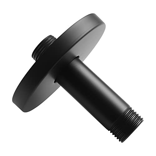 Straight Shower Arm with Flange, Ceiling Mount 3" Rainfall Shower Head Arm Extension Replacement, High Pressure & Hard Water Compatible, Matte Black