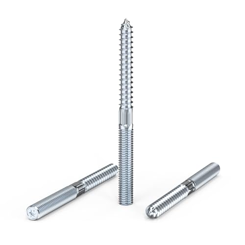 ORTAVA 5 Stück Stockschrauben M10 × 120 mm Doppelgewindeschrauben mit Torx TX25 Holzschrauben Schraubstifte aus verzinktem Stahl für Rohrschellen Möbelbeine und Holzverbindungen