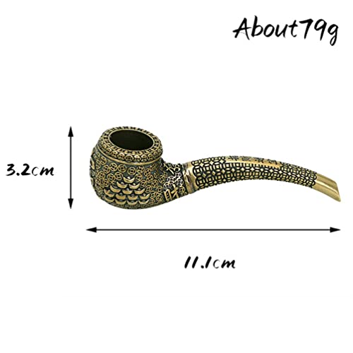 Pure Copper Ingot Lucky Tobacco Pipe Hand Made Brass Fortune and Treasure Smoking Pipe Mouthpiece Cigarette Husband Father Gift (A) - Image 3