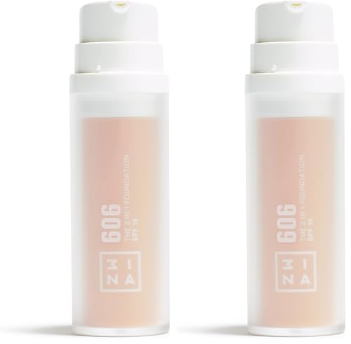 3INA MAKEUP - The 3 in 1 Foundation 606 - Ultra light Foundation Yellow Undertone - Liquid Foundation with SPF15 & Vitamic C (Pack of 2)