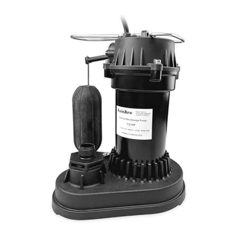 Rainbro 1/2 HP Thermoplastic Submersible Sump Pump With Vertical Float Switch, Utility Pump, Model# PSU051V Cover
