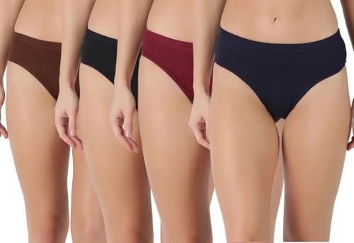 Image of INNERO Ladies Panties Combo, Cotton Brief for Women, Panty Hipster Women's Underwear Pack of 4 - Colour May Vary