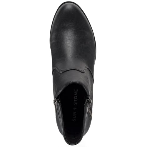 SUN STONE Womens Adelinee Faux Leather Ankle Boots Black 7.5 Medium (B,M)3